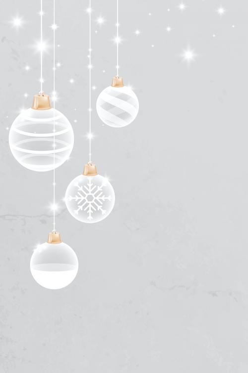 White Christmas bauble patterned on gray background vector - 1227533