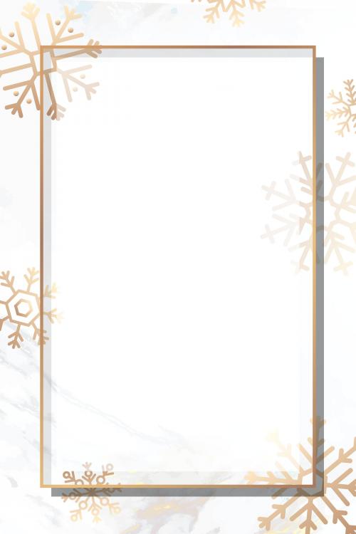 Gold frame on snowflake patterned background vector - 1227603