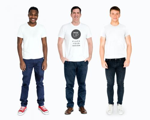 Happy diverse men wearing shirt mockups - 681371