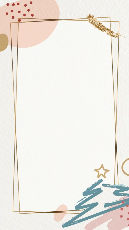 Gold frame on Christmas pattern mobile phone wallpaper vector - 1227673