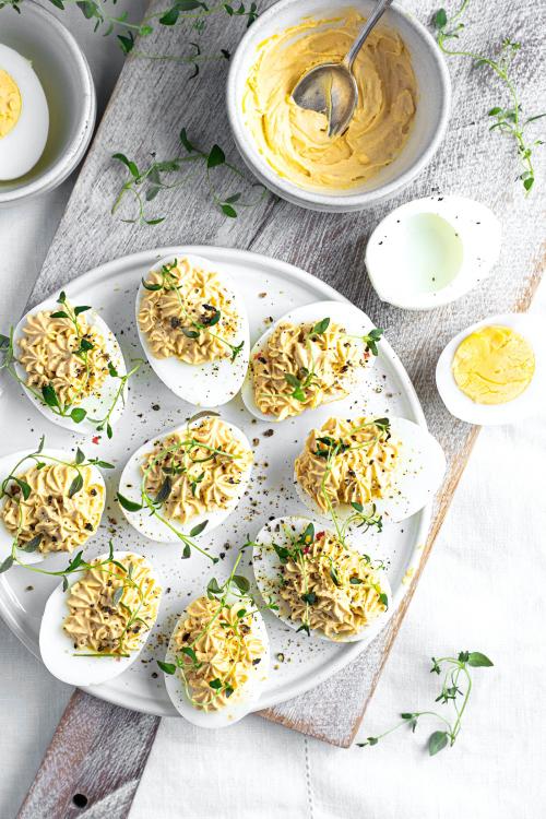 Deviled eggs on a white plate - 2269688