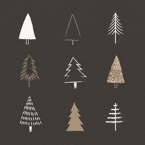 Christmas elements on brown background vector - 1228255