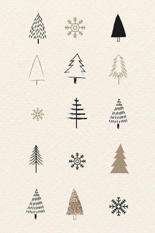 Christmas elements doodle pattern vector - 1228268