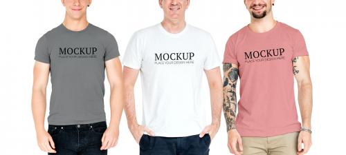 Men in plain tee mockups - 580863