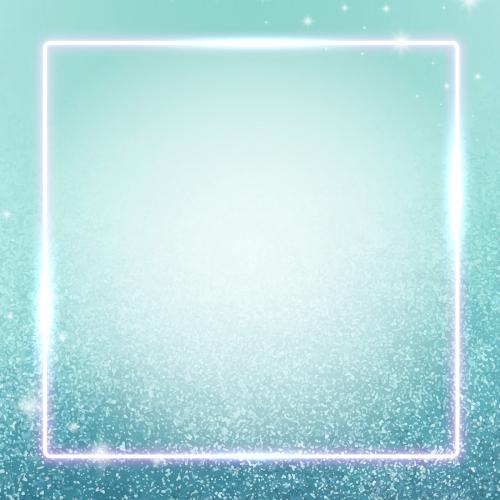 Square blue neon frame design background vector - 1228858