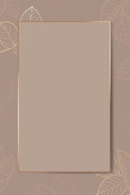 Blank golden leafy frame vector - 1212020