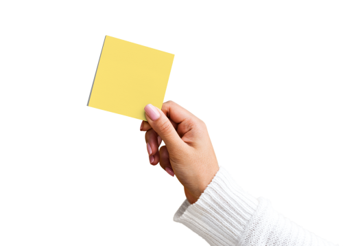 Woman holding a sticky note transparent png - 2026249