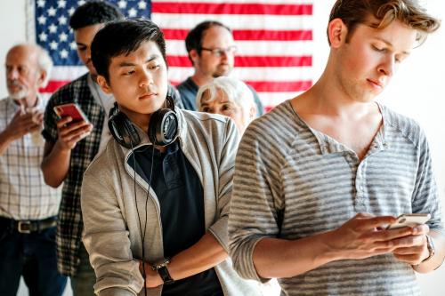 American queuing at a polling place - 2027537