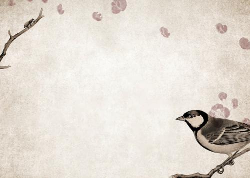 Talgoxe great tit on a grunge brown background vector - 1217337