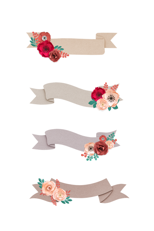 Blooming floral banner set transparent png - 2032107