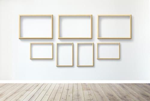 Modern frame mockups on a white wall - 586010