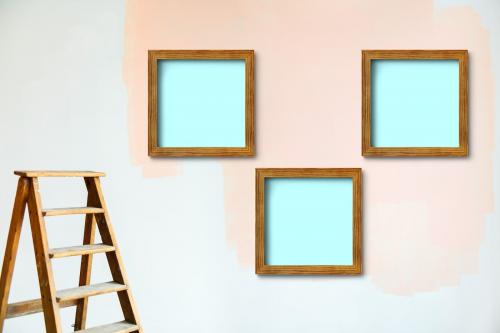 Wooden frame mockups on a wall - 586011