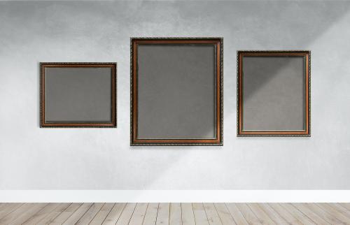 Modern frame mockups on a gray wall - 586012