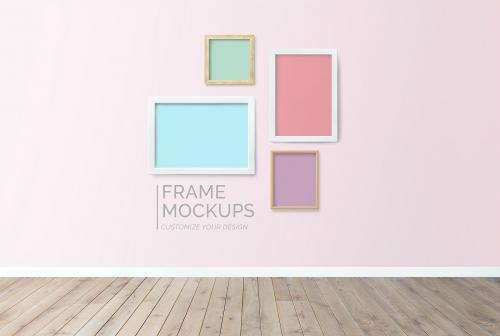 Frame mockups against a pink wall - 586026