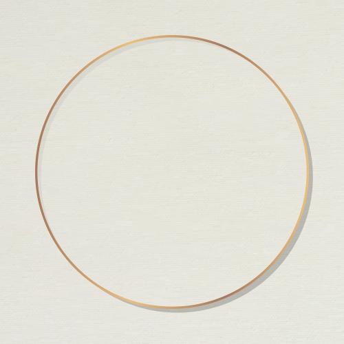 Round gold frame on beige background vector - 1221585