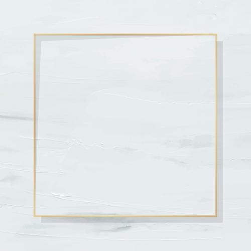 Square gold frame on white painted background vector - 1221589