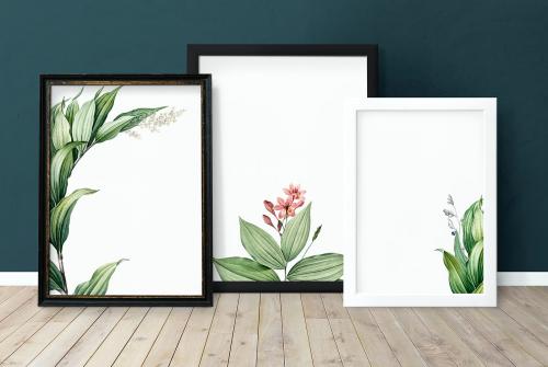 Floral frame mockup against a wall - 586088