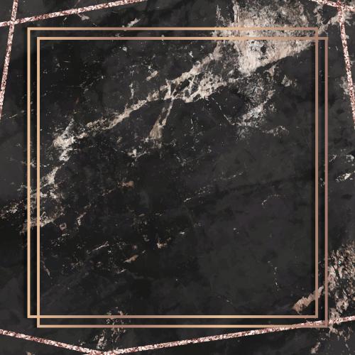 Square frame on black marbled background vector - 1222923