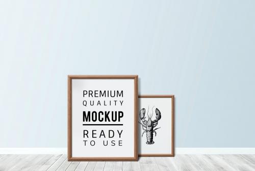 Premium frame mockup against a wall - 586110