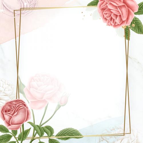 Blooming rose floral frame illustration - 2091349