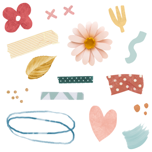 Floral and Washi tape stickers pack transparent png - 2093695