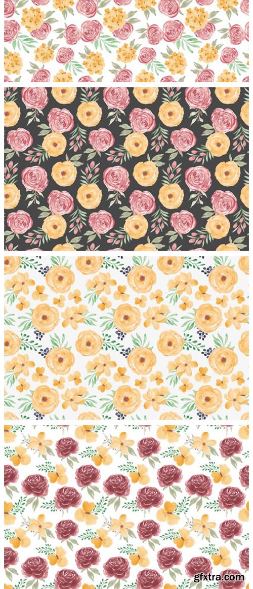 6 Watercolor Flower Seamless Pattern 4178333