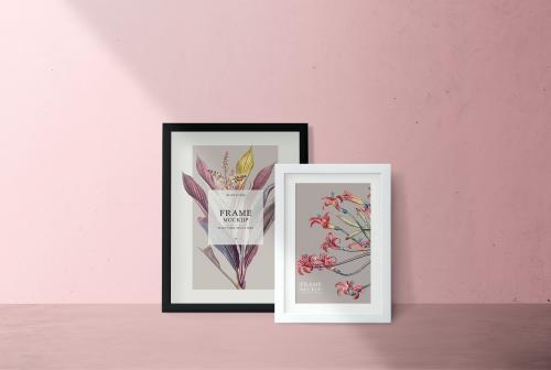 Frame mockup on a pink wall - 586163