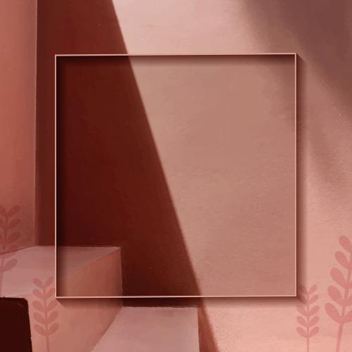 Blank frame on copper botanical patterned background vector - 1227162