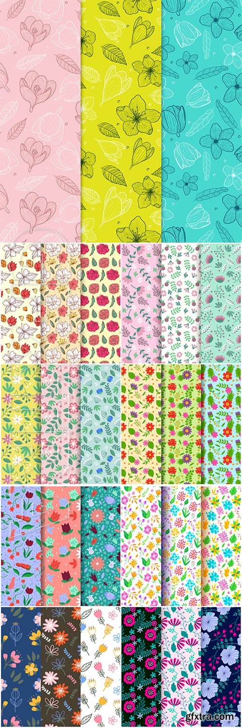 Seamless floral backgrounds in vector # 2