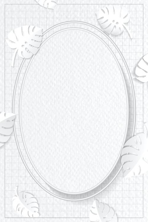 Oval frame on monstera patterned vector - 1227172