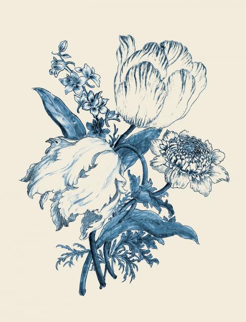 Vintage flower illustration, remix from original artwork - 2263553