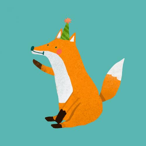 Cute festive fox element vector - 1227304