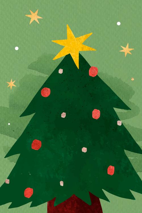 Christmas tree doodle background vector - 1227353