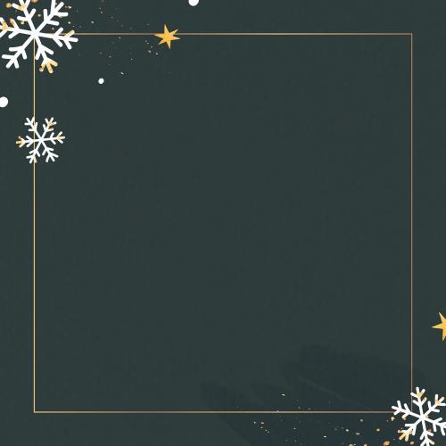 Gold frame with snowflakes patterned background vector - 1227356