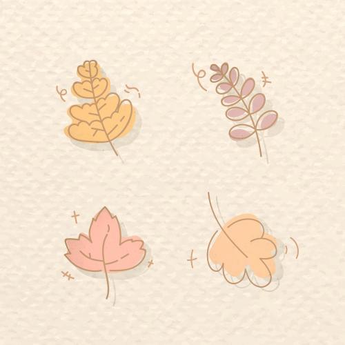 Autumnal leaves doodle patterned social background vector - 1227486