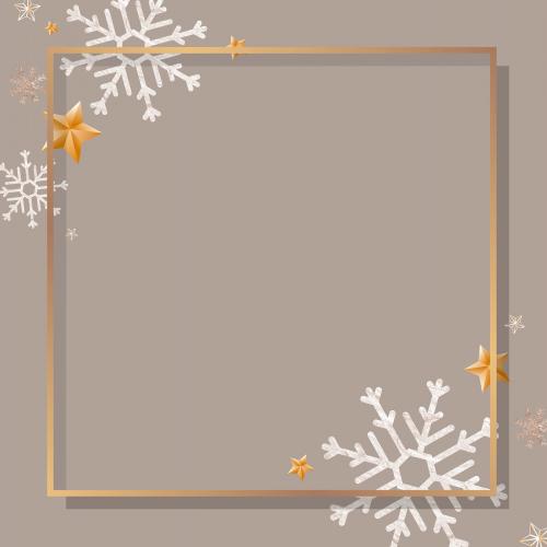 Gold frame with snowflake patterned vector - 1227541