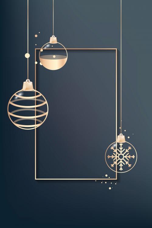 Gold frame with bauble patterned vector - 1227550