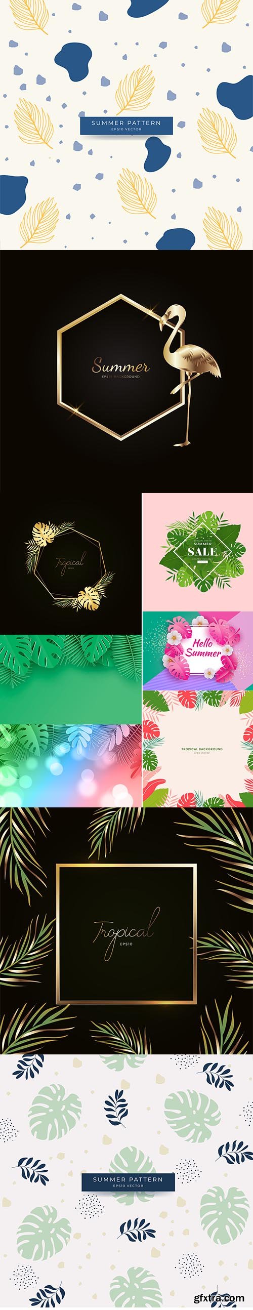 Tropical leaf frame summer background