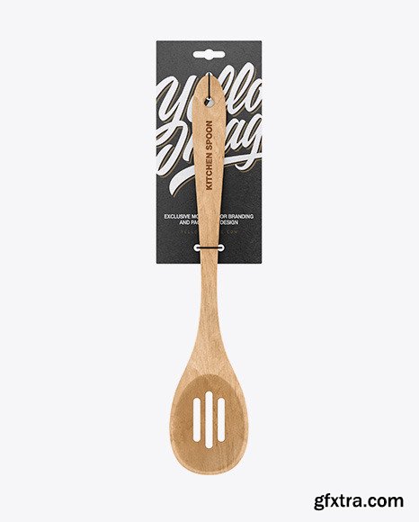 Wooden Kitchen Slotted Spoon Mockup 61207