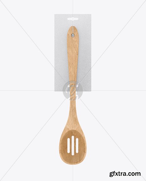 Wooden Kitchen Slotted Spoon Mockup 61207