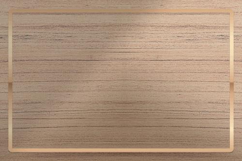 Gold frame on wooden background vector - 1210747