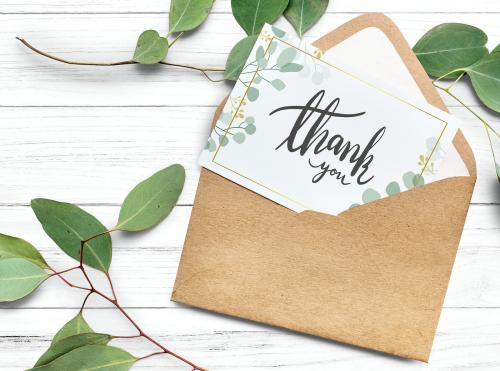 Thank you card in a brown envelope mockup - 545572