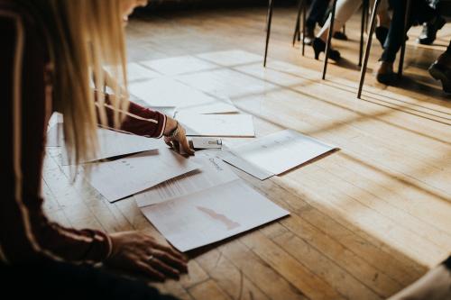 Paperwork on a wooden floor - 2020127