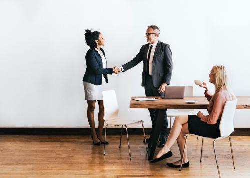 Businesswoman handshake with a businessman - 2020151