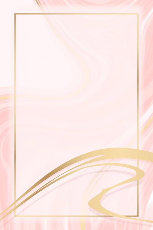 Rectangle gold frame on a pink fluid patterned background vector - 1216870