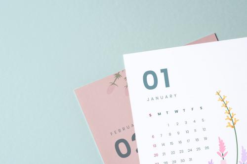 Floral calendar template mockup with design space - 554981