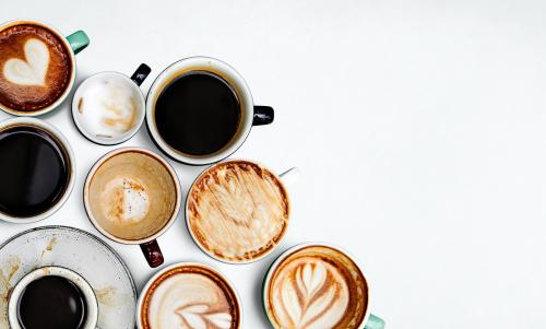 Assorted coffee cups on a white background - 556269