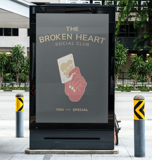 The broken heart signboard mockup - 557941