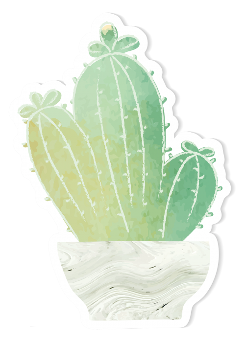 Watercolor cactus pot sticker - 2023013