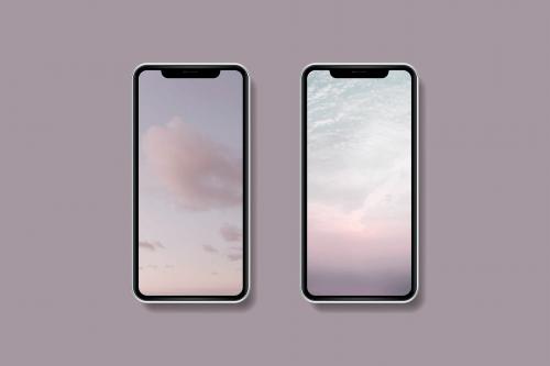 Pink sky mobile phone wallpaper mockup vector - 1217767